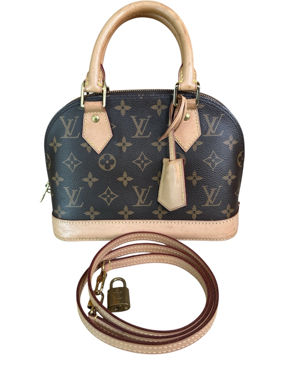 Louis Vuitton Brown Monogram Alma PM Satchel with Natural Vachetta Trim